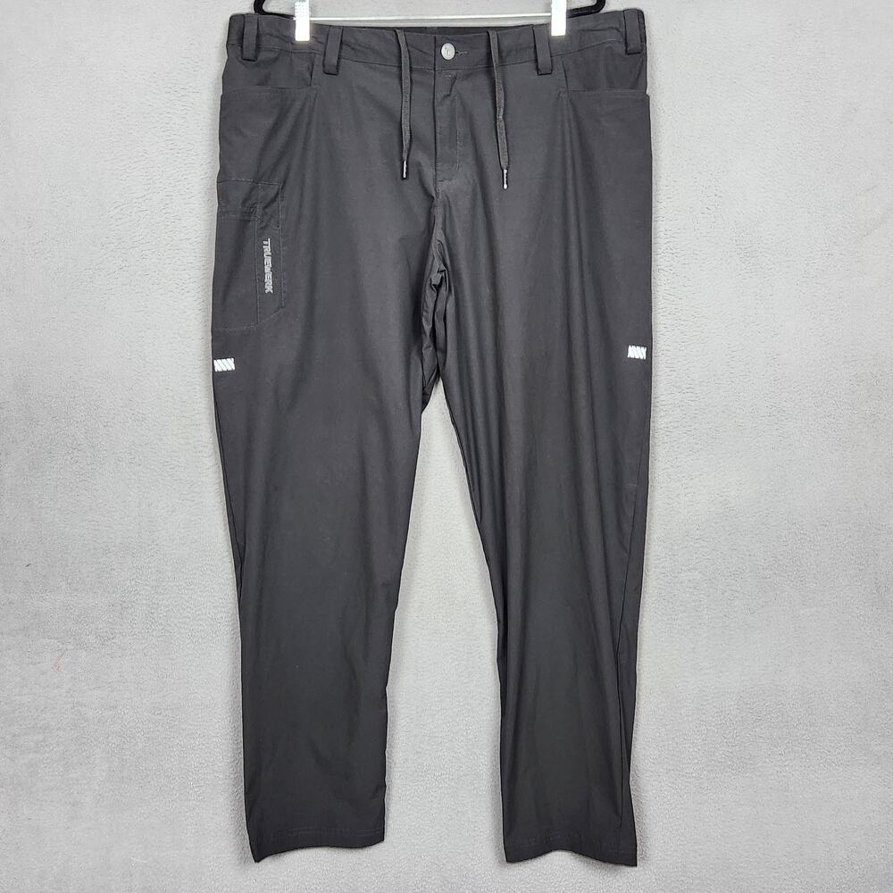 Truewerk Pants Mens 3XL Black Flat Front Straight Leg Utility Work Cargo Pocket